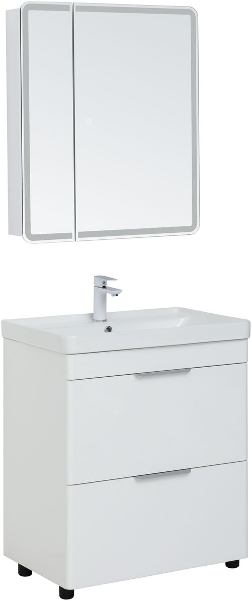 Мебель для ванной Aquanet Ирис New 70 см белый глянец (2 ящика), цвет серебро 310153 Ирис New 70 см белый глянец (2 ящика) - фото 2