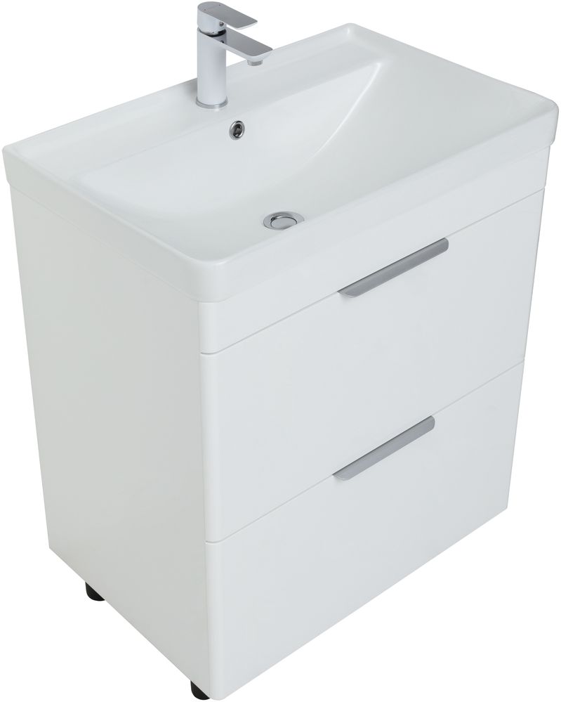 Мебель для ванной Aquanet Ирис New 70 см белый глянец (2 ящика), цвет серебро 310153 Ирис New 70 см белый глянец (2 ящика) - фото 3