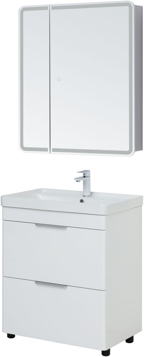 Мебель для ванной Aquanet Ирис New 70 см белый глянец (2 ящика), цвет серебро 310153 Ирис New 70 см белый глянец (2 ящика) - фото 4