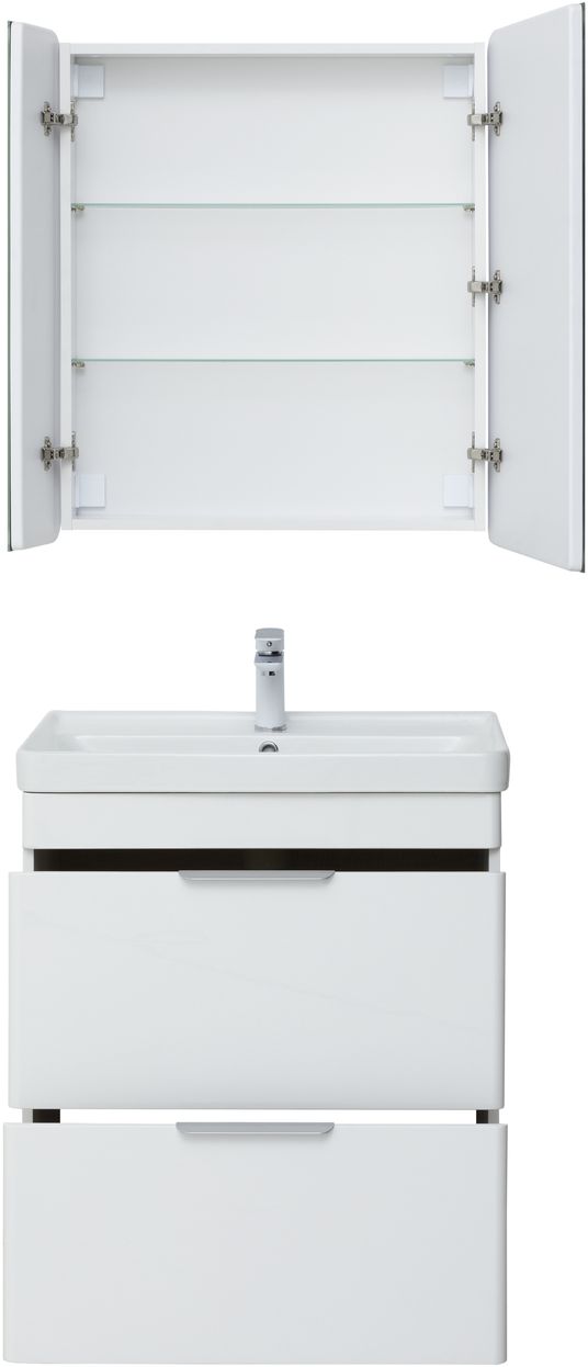 Мебель для ванной Aquanet Ирис New 70 см белый глянец (2 ящика), цвет серебро 310153 Ирис New 70 см белый глянец (2 ящика) - фото 7