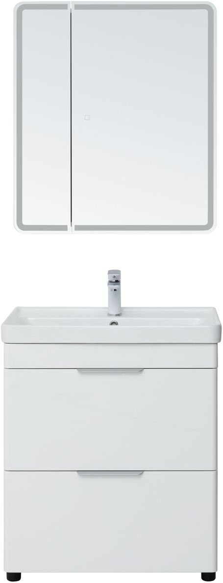 Мебель для ванной Aquanet Ирис New 70 см белый глянец (2 ящика), цвет серебро 310153 Ирис New 70 см белый глянец (2 ящика) - фото 8