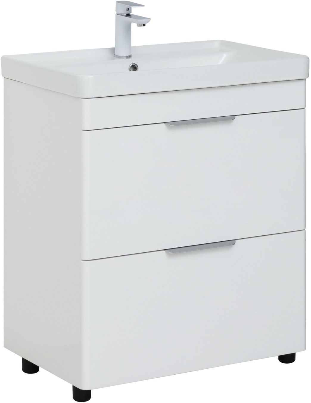 Мебель для ванной Aquanet Ирис New 70 см белый глянец (2 ящика), цвет серебро 310153 Ирис New 70 см белый глянец (2 ящика) - фото 10