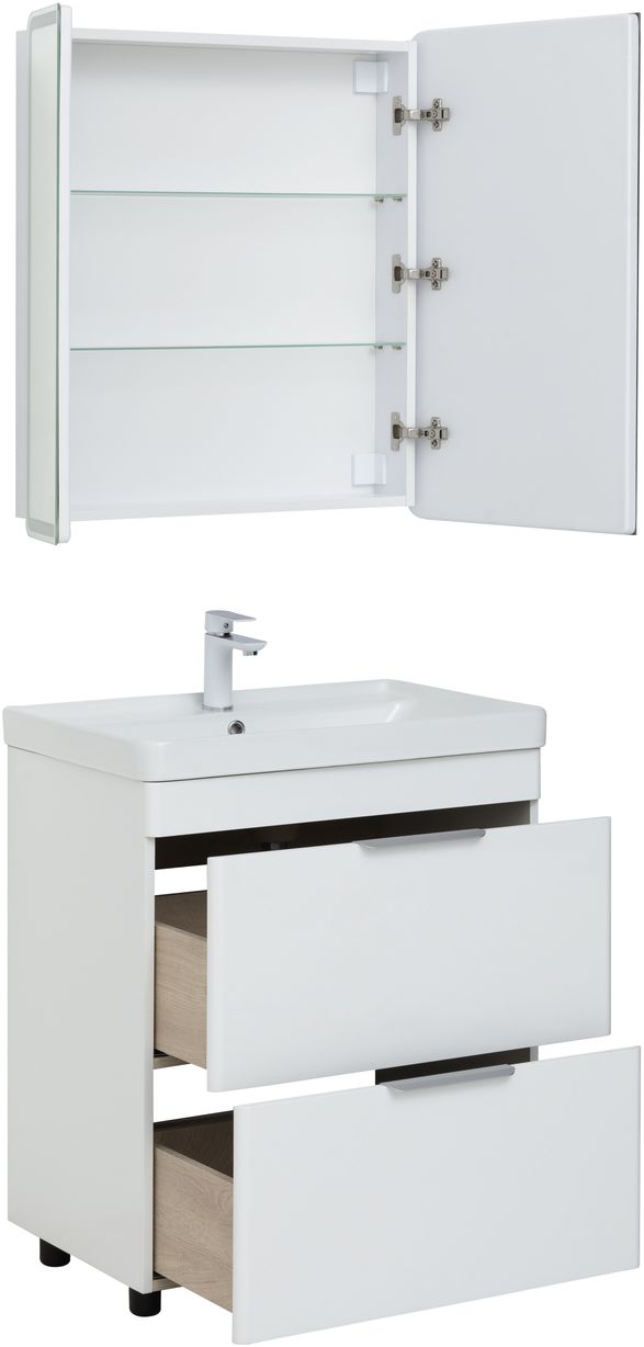 Мебель для ванной Aquanet Ирис New 70 см белый глянец (2 ящика), цвет серебро 310153 Ирис New 70 см белый глянец (2 ящика) - фото 11