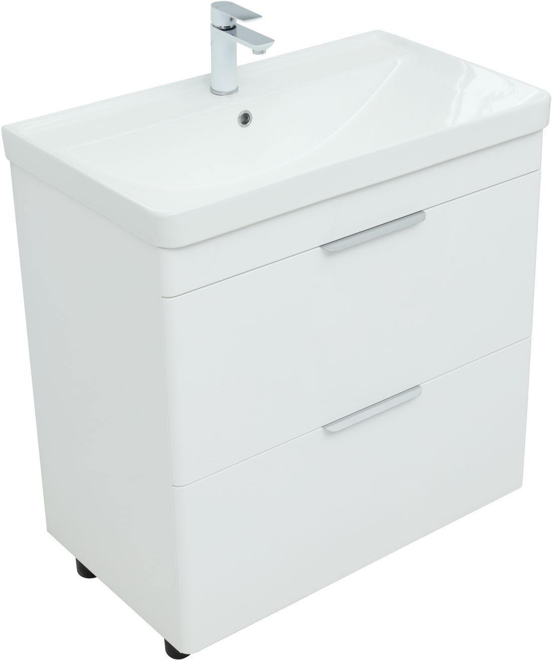 Мебель для ванной Aquanet Ирис New 80 см белый глянец (2 ящика), цвет серебро 310154 Ирис New 80 см белый глянец (2 ящика) - фото 3