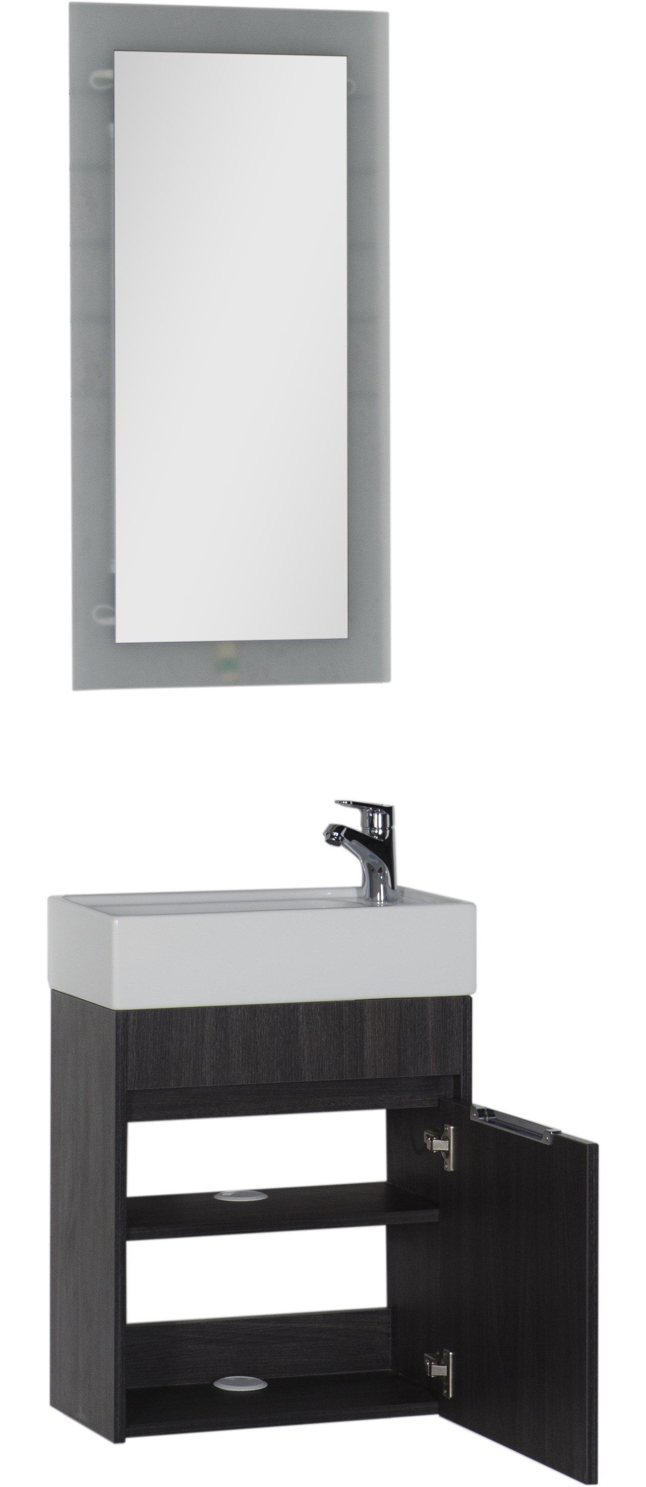 Мебель для ванной Aquanet Лидс 50 см подвесная 1 дверца, эвкалипт мистери, цвет черный 00183170 - фото 3