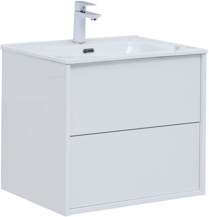 Мебель для ванной Aquanet Lino 60 см белая глянцевая 2 ящика, цвет белый 287540 - фото 2