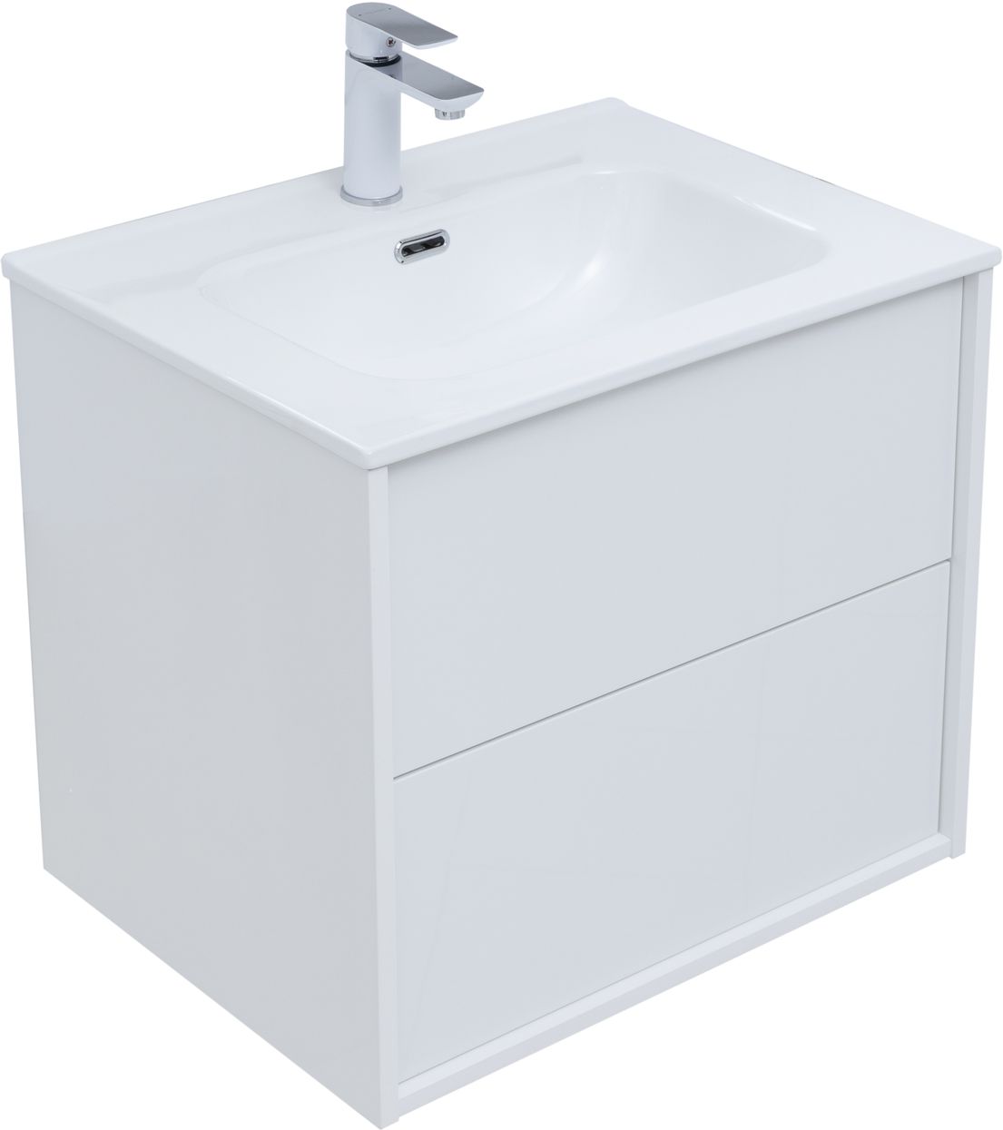 Мебель для ванной Aquanet Lino 60 см белая глянцевая 2 ящика, цвет белый 287540 - фото 4