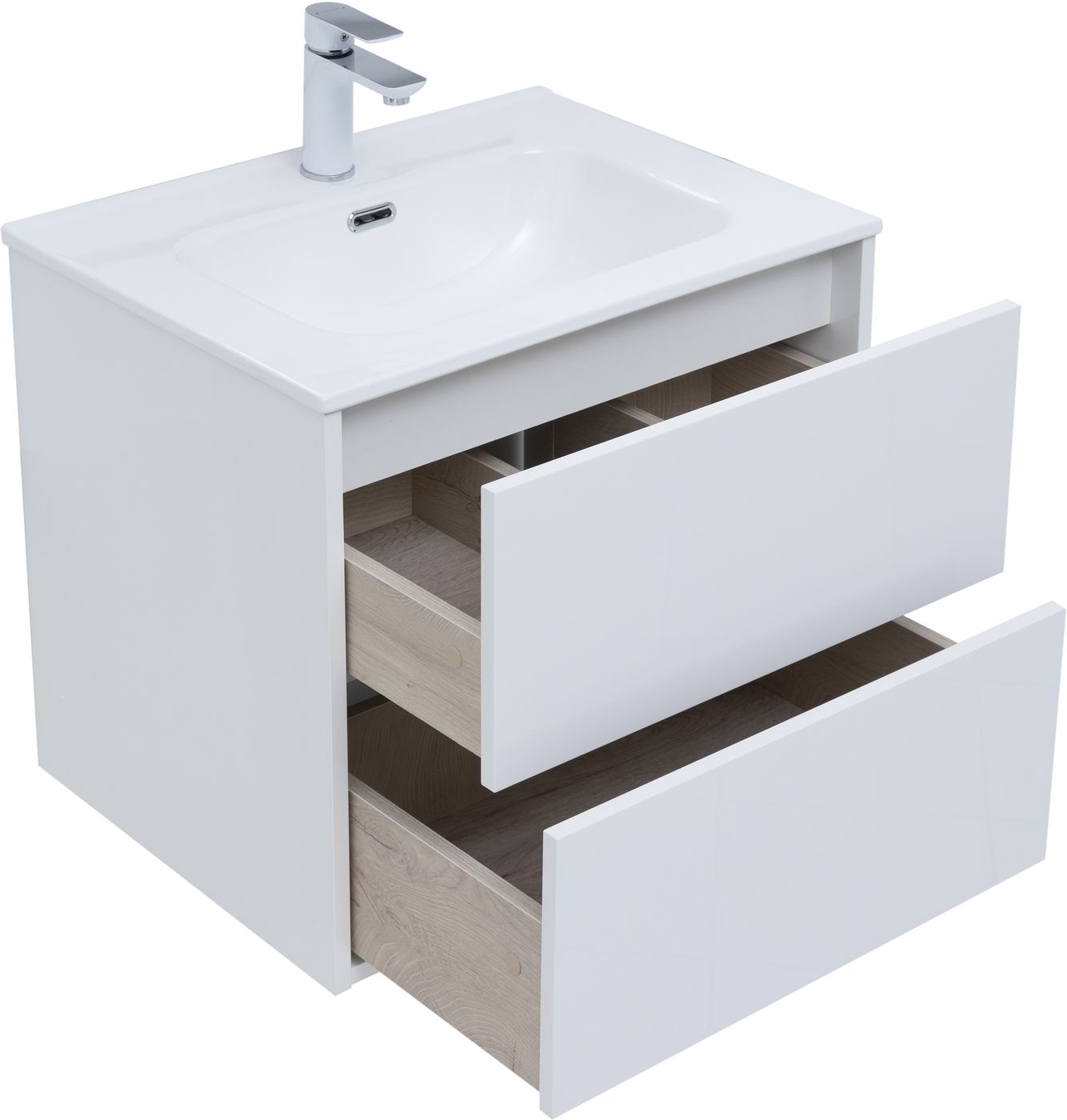 Мебель для ванной Aquanet Lino 60 см белая глянцевая 2 ящика, цвет белый 287540 - фото 6