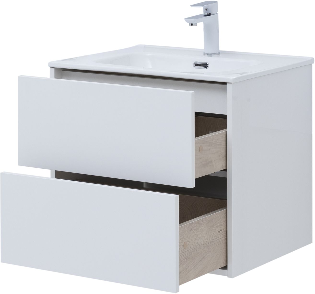 Мебель для ванной Aquanet Lino 60 см белая глянцевая 2 ящика, цвет белый 287540 - фото 9