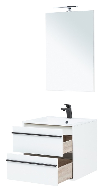 Мебель для ванной Aquanet Lino 60 см подвесная 2 ящика, белая матовая, цвет белый 253901 - фото 3