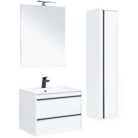 Гарнитур для ванной комнаты Aquanet Lino 70 см подвесная 2 ящика, белая матовая