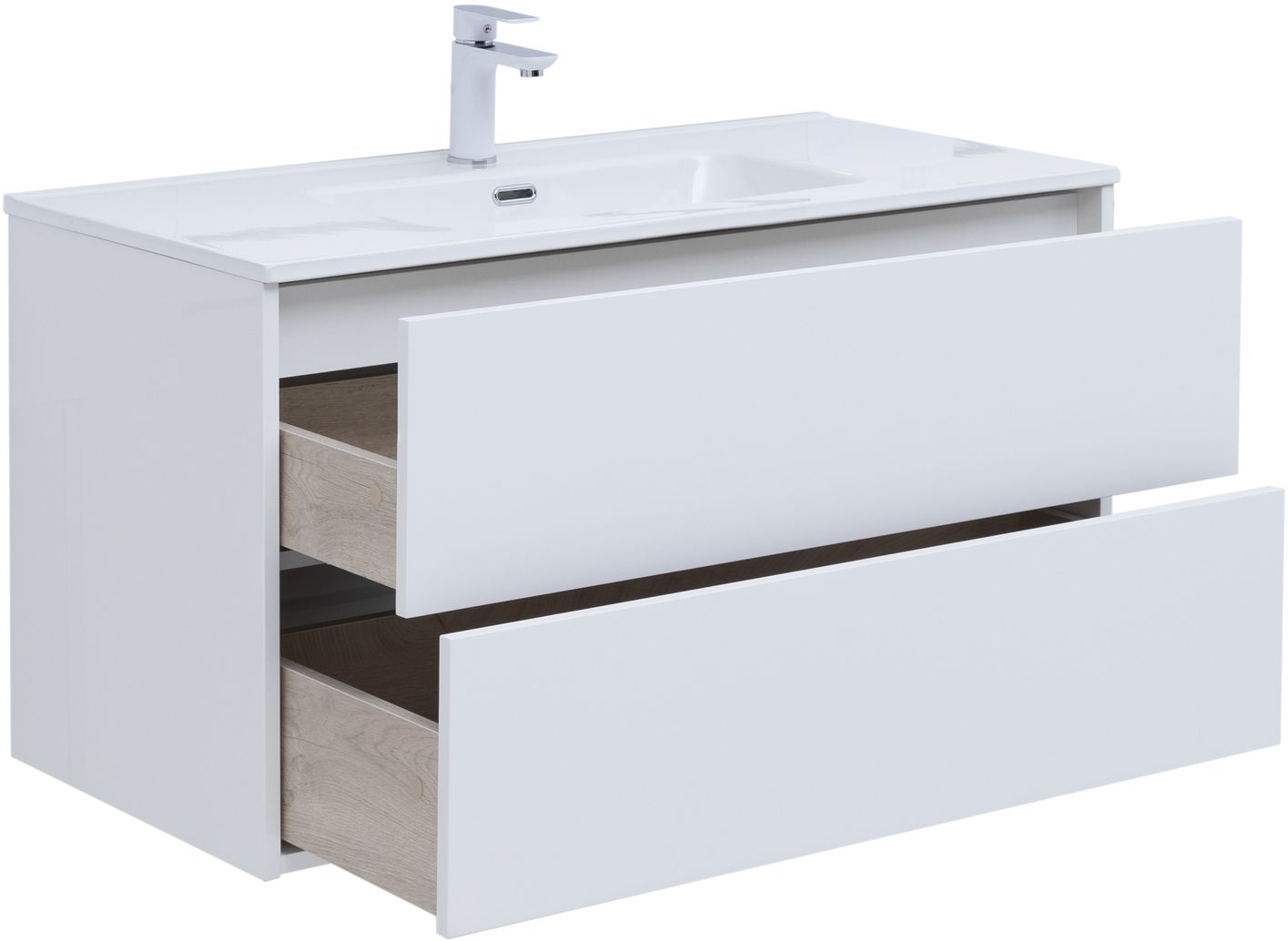 Мебель для ванной Aquanet Lino 80 см белая глянцевая 2 ящика, цвет белый 287542 - фото 4