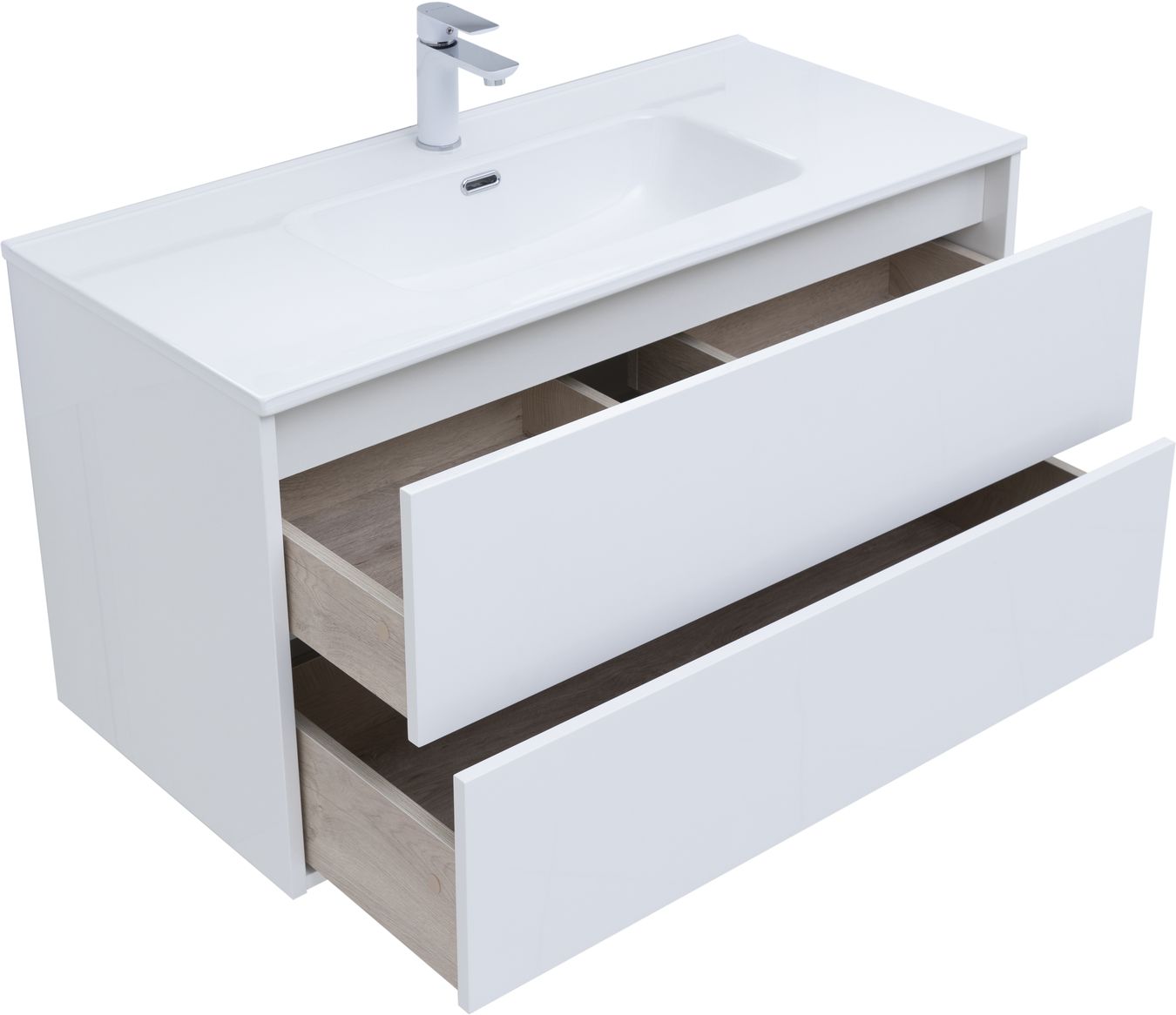 Мебель для ванной Aquanet Lino 80 см белая глянцевая 2 ящика, цвет белый 287542 - фото 6