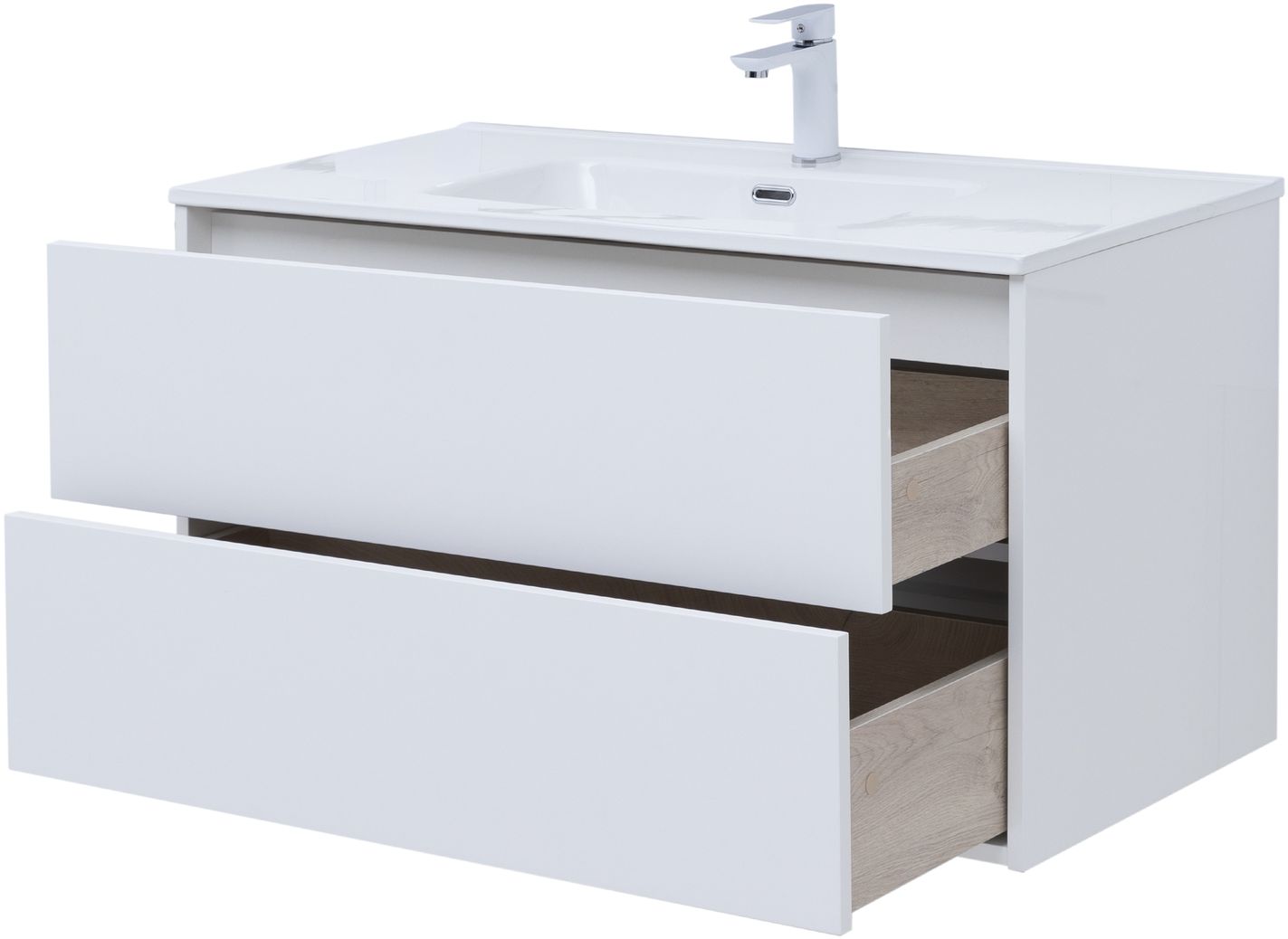 Мебель для ванной Aquanet Lino 80 см белая глянцевая 2 ящика, цвет белый 287542 - фото 8