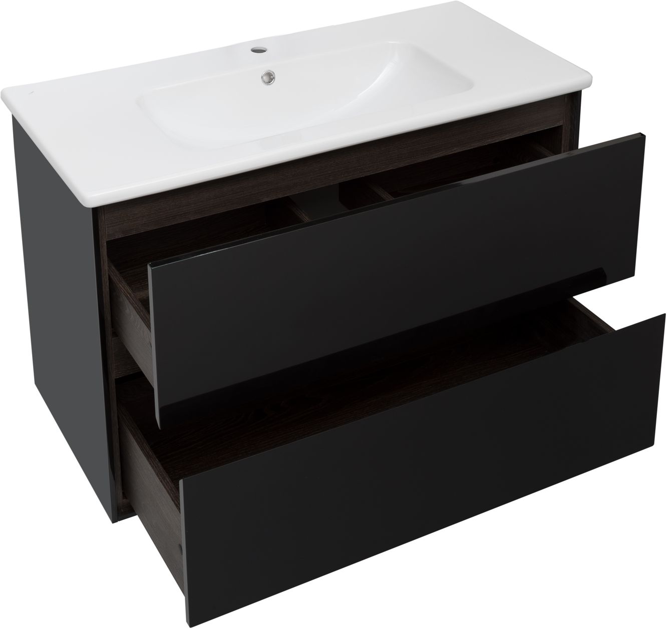 Мебель для ванной Aquanet Милан 100 см черный глянец, цвет белый 269299 - фото 3
