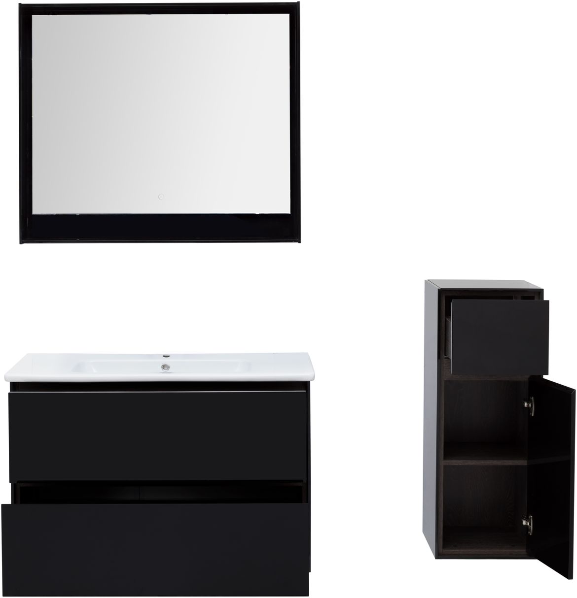 Мебель для ванной Aquanet Милан 100 см черный глянец, цвет белый 269299 - фото 7