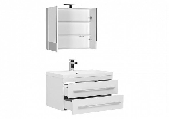 Мебель для ванной Aquanet Нота NEW 75 см подвесная 2 ящика, белая, цвет белый 00231060 - фото 2