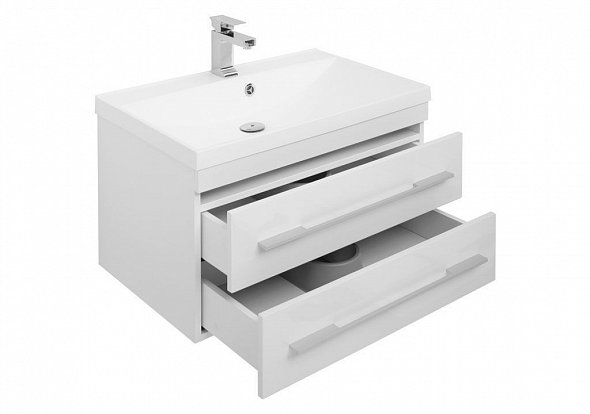 Мебель для ванной Aquanet Нота NEW 75 см подвесная 2 ящика, белая, цвет белый 00231060 - фото 4