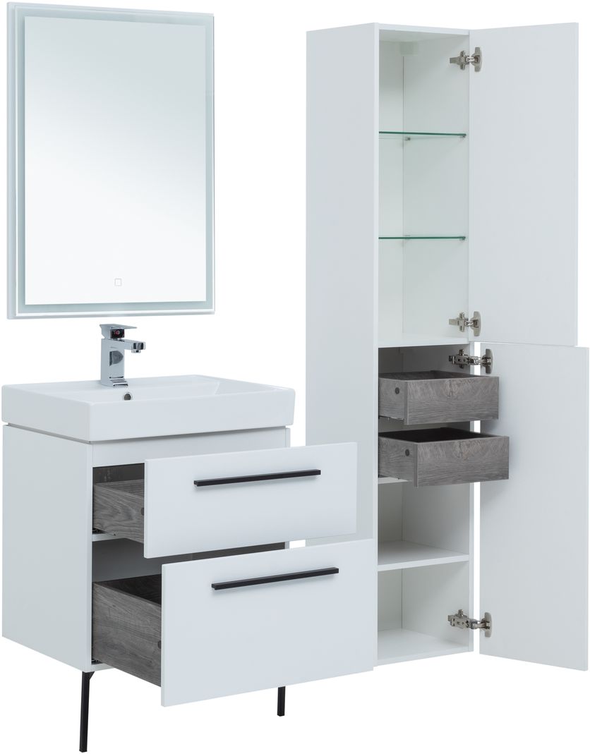 Мебель для ванной Aquanet Nova 60 см белая 2 ящика, цвет белый 242279 - фото 5