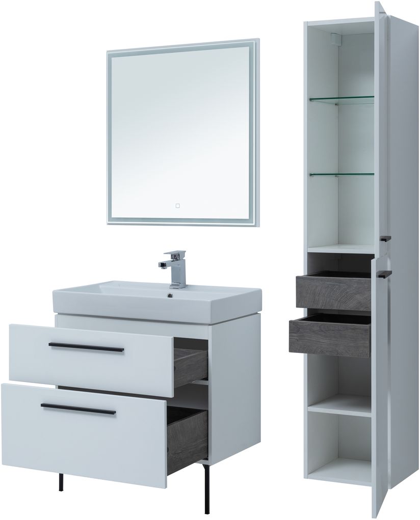 Мебель для ванной Aquanet Nova 75 см белая 2 ящика, цвет белый 242262 - фото 4
