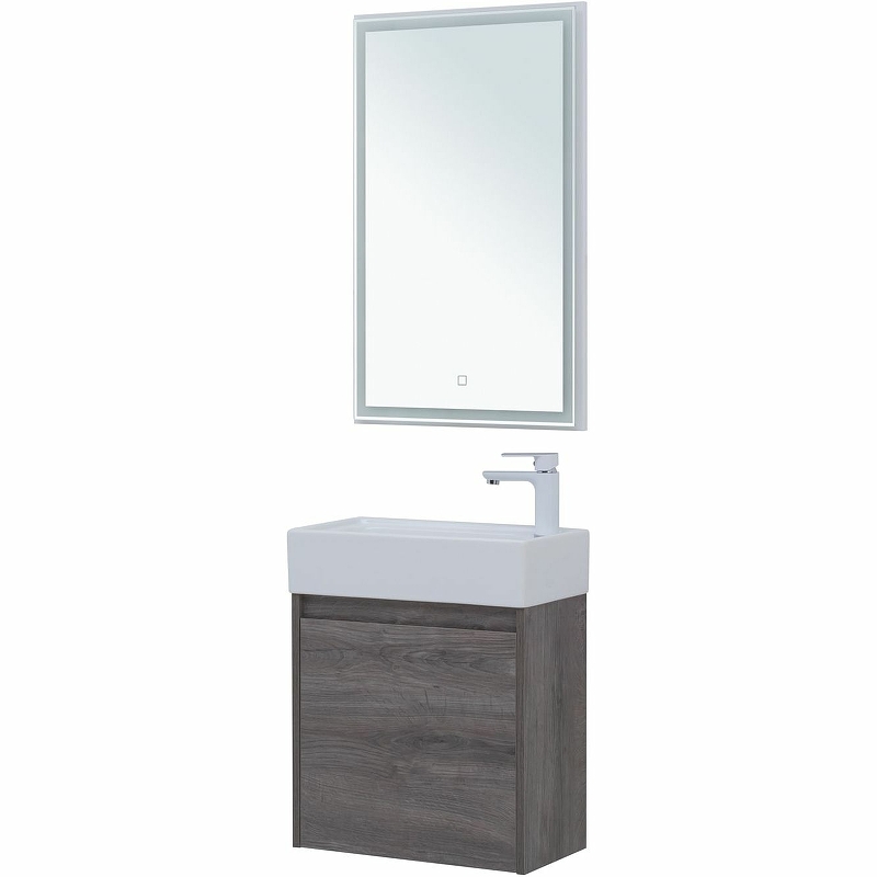 Мебель для ванной Aquanet Nova Lite 50 см подвесная 1 дверца, дуб рошелье, цвет серый 298854 - фото 2