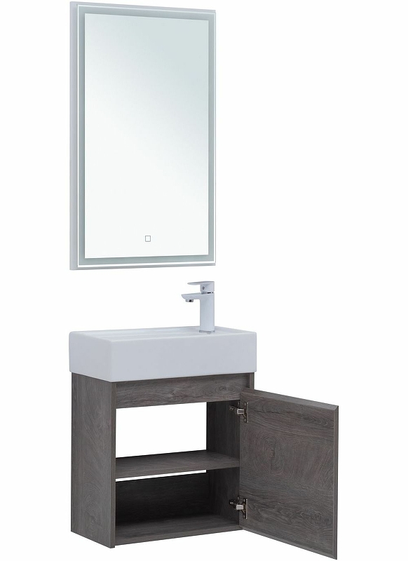 Мебель для ванной Aquanet Nova Lite 50 см подвесная 1 дверца, дуб рошелье, цвет серый 298854 - фото 4