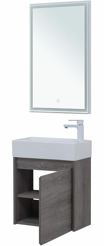 Мебель для ванной Aquanet Nova Lite 50 см подвесная 1 дверца, дуб рошелье, цвет серый 298854 - фото 5