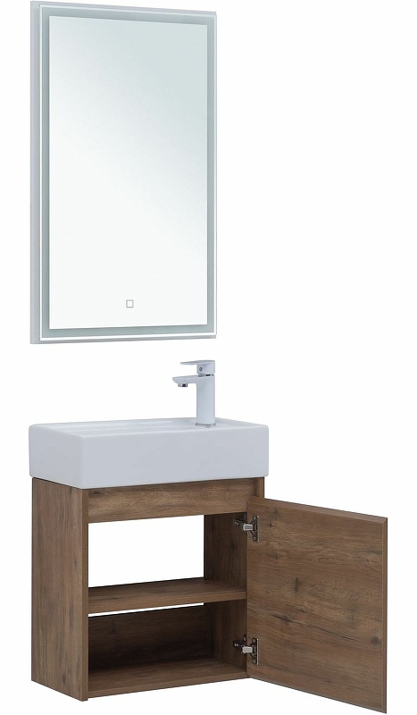 Мебель для ванной Aquanet Nova Lite 50 см подвесная 1 дверца, дуб рустикальный, цвет коричневый 298855 - фото 4