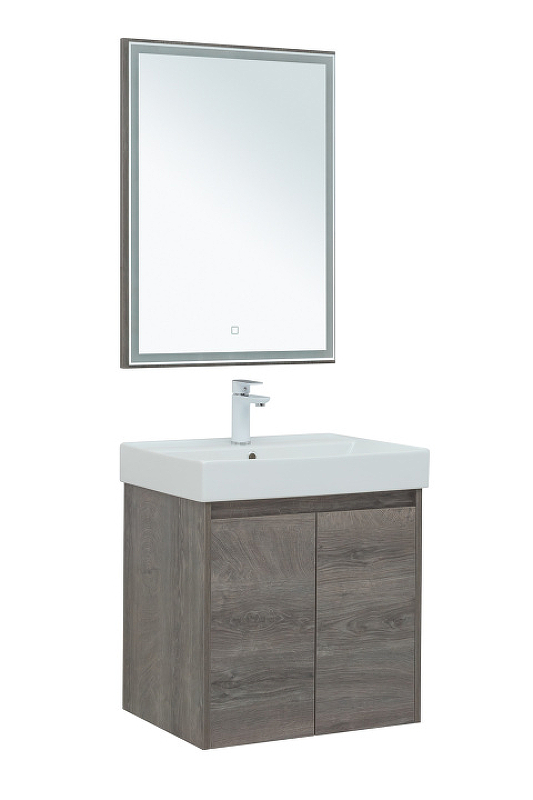 Мебель для ванной Aquanet Nova Lite 60 см подвесная 2 дверцы, дуб рошелье, цвет серый 298848 - фото 2