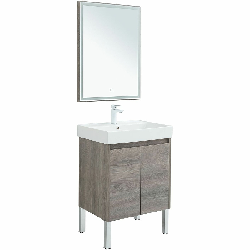 Мебель для ванной Aquanet Nova Lite 60 см подвесная 2 дверцы, дуб рошелье, цвет серый 298848 - фото 3