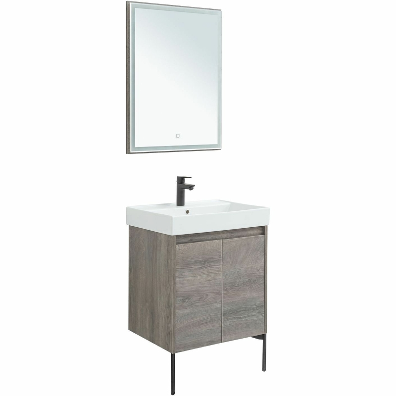 Мебель для ванной Aquanet Nova Lite 60 см подвесная 2 дверцы, дуб рошелье, цвет серый 298848 - фото 4