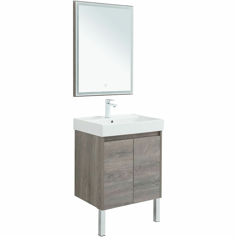 Мебель для ванной Aquanet Nova Lite 60 см подвесная 2 дверцы, дуб рошелье, цвет серый 298848 - фото 5