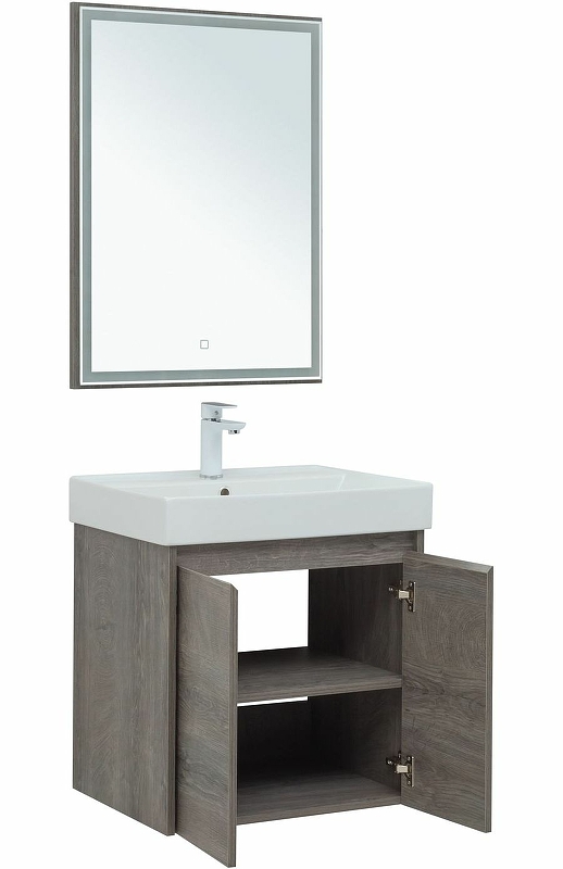 Мебель для ванной Aquanet Nova Lite 60 см подвесная 2 дверцы, дуб рошелье, цвет серый 298848 - фото 6