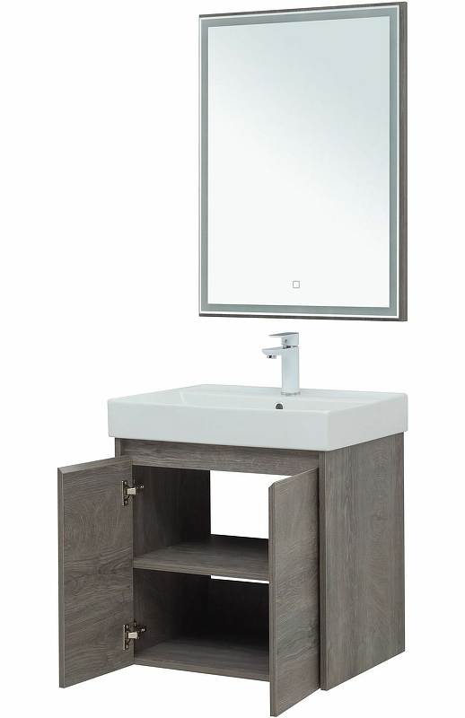 Мебель для ванной Aquanet Nova Lite 60 см подвесная 2 дверцы, дуб рошелье, цвет серый 298848 - фото 7
