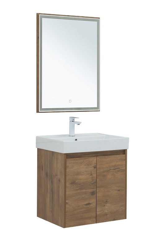 Мебель для ванной Aquanet Nova Lite 60 см подвесная 2 дверцы, дуб рустикальный, цвет коричневый 298849 - фото 2