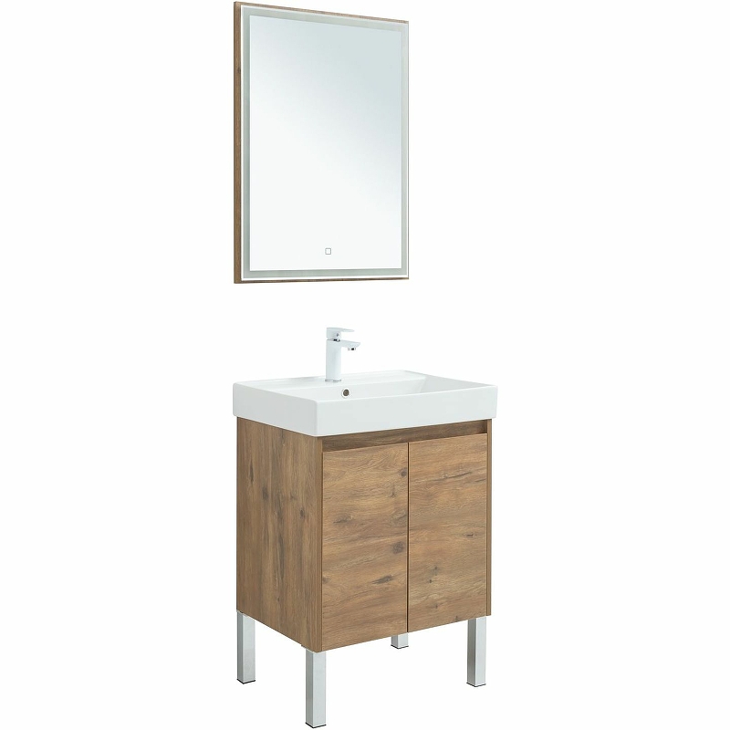 Мебель для ванной Aquanet Nova Lite 60 см подвесная 2 дверцы, дуб рустикальный, цвет коричневый 298849 - фото 4