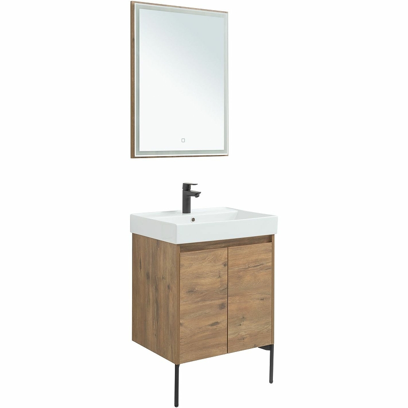 Мебель для ванной Aquanet Nova Lite 60 см подвесная 2 дверцы, дуб рустикальный, цвет коричневый 298849 - фото 5