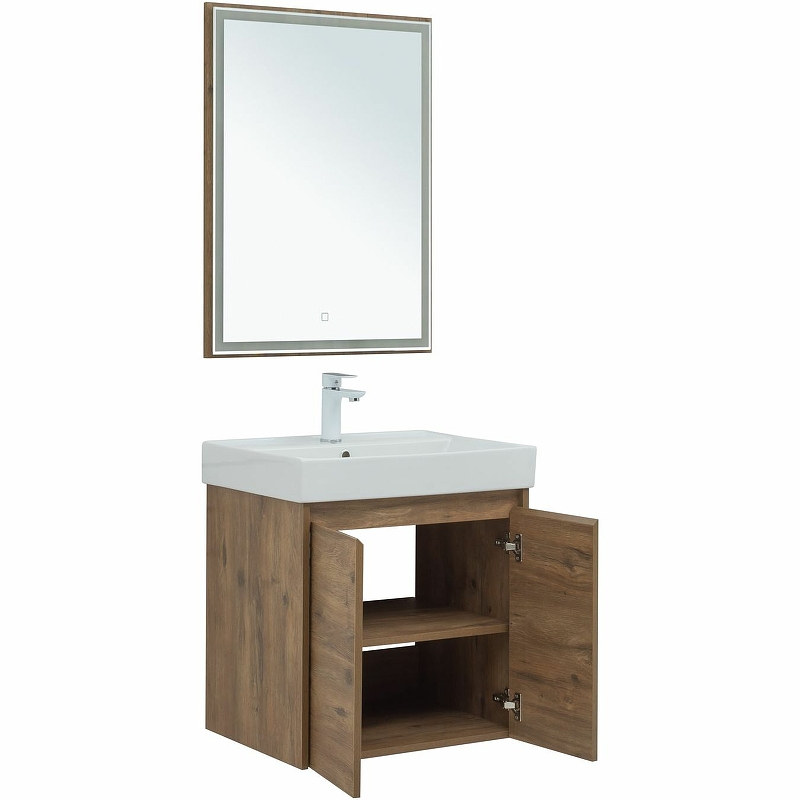 Мебель для ванной Aquanet Nova Lite 60 см подвесная 2 дверцы, дуб рустикальный, цвет коричневый 298849 - фото 6