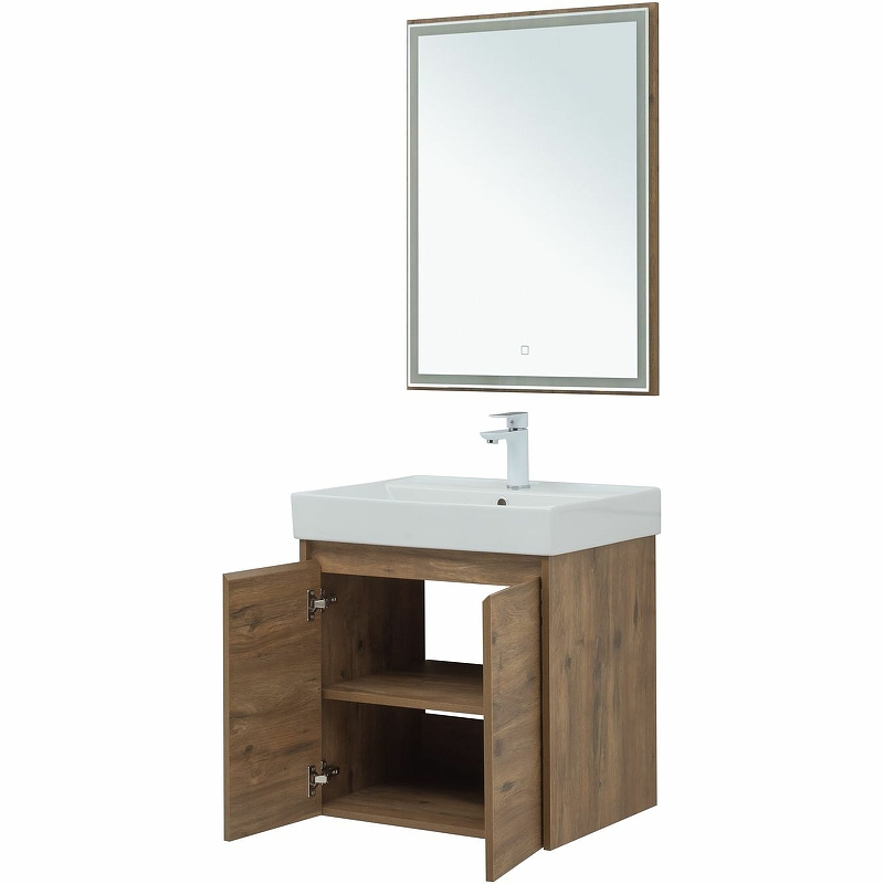 Мебель для ванной Aquanet Nova Lite 60 см подвесная 2 дверцы, дуб рустикальный, цвет коричневый 298849 - фото 7