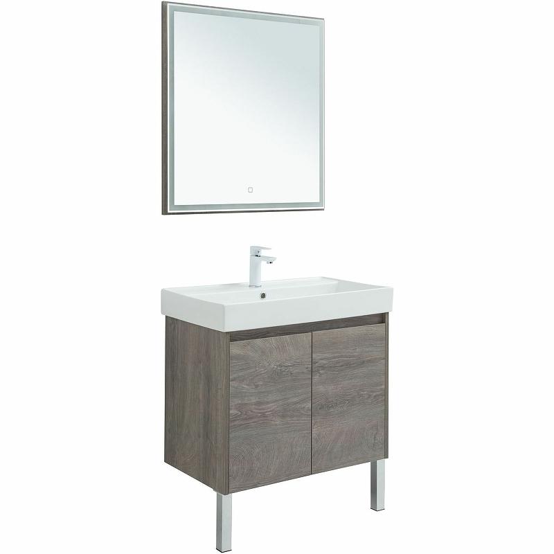 Мебель для ванной Aquanet Nova Lite 75 см подвесная 2 дверцы, дуб рошелье, цвет серый 298851 - фото 4