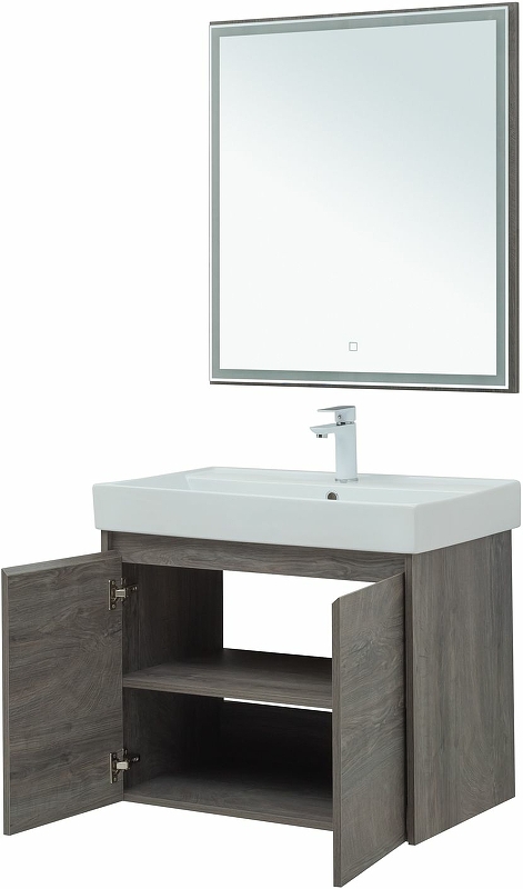 Мебель для ванной Aquanet Nova Lite 75 см подвесная 2 дверцы, дуб рошелье, цвет серый 298851 - фото 5