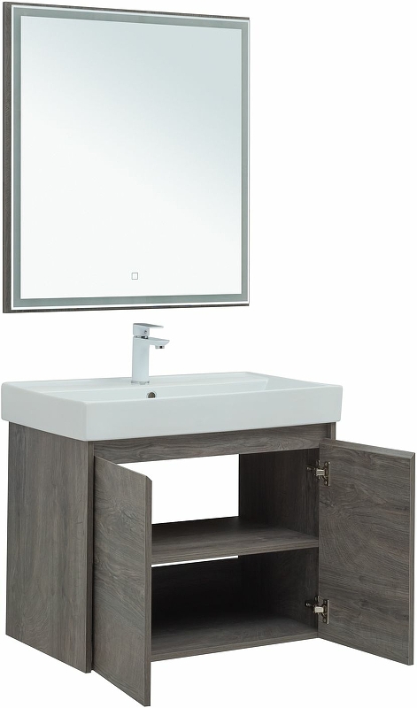 Мебель для ванной Aquanet Nova Lite 75 см подвесная 2 дверцы, дуб рошелье, цвет серый 298851 - фото 6