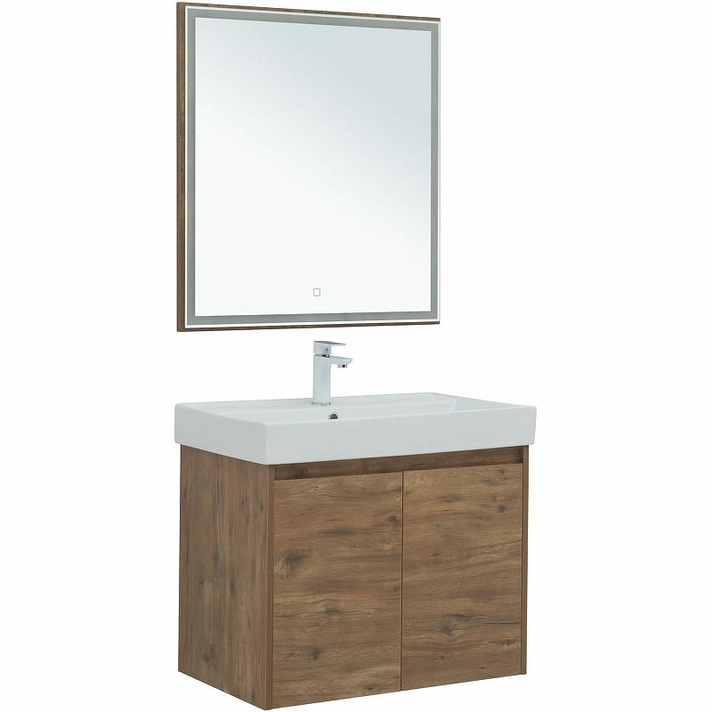 Мебель для ванной Aquanet Nova Lite 75 см подвесная 2 дверцы, дуб рустикальный, цвет коричневый 298852 - фото 2