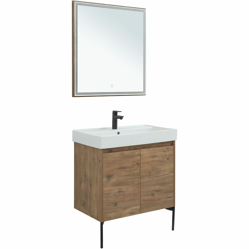 Мебель для ванной Aquanet Nova Lite 75 см подвесная 2 дверцы, дуб рустикальный, цвет коричневый 298852 - фото 4