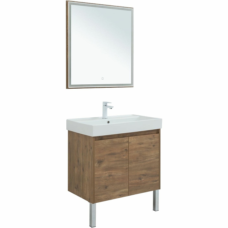 Мебель для ванной Aquanet Nova Lite 75 см подвесная 2 дверцы, дуб рустикальный, цвет коричневый 298852 - фото 5