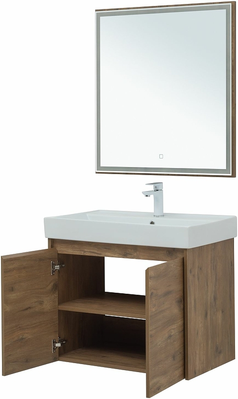 Мебель для ванной Aquanet Nova Lite 75 см подвесная 2 дверцы, дуб рустикальный, цвет коричневый 298852 - фото 6