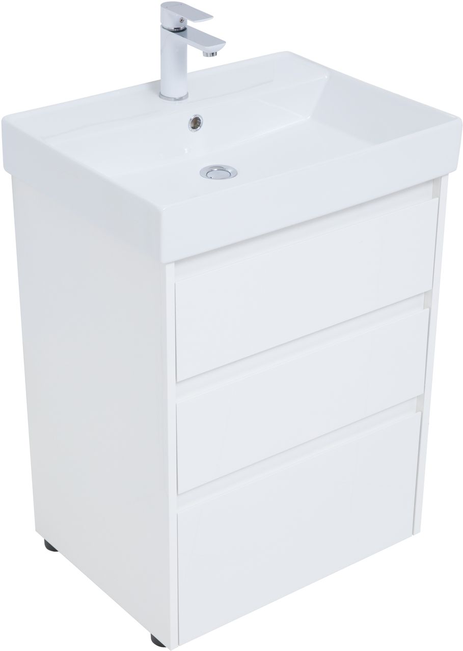 Мебель для ванной Aquanet Nova Lite 60 см белая глянцевая 3 ящика, цвет белый 302469 - фото 3