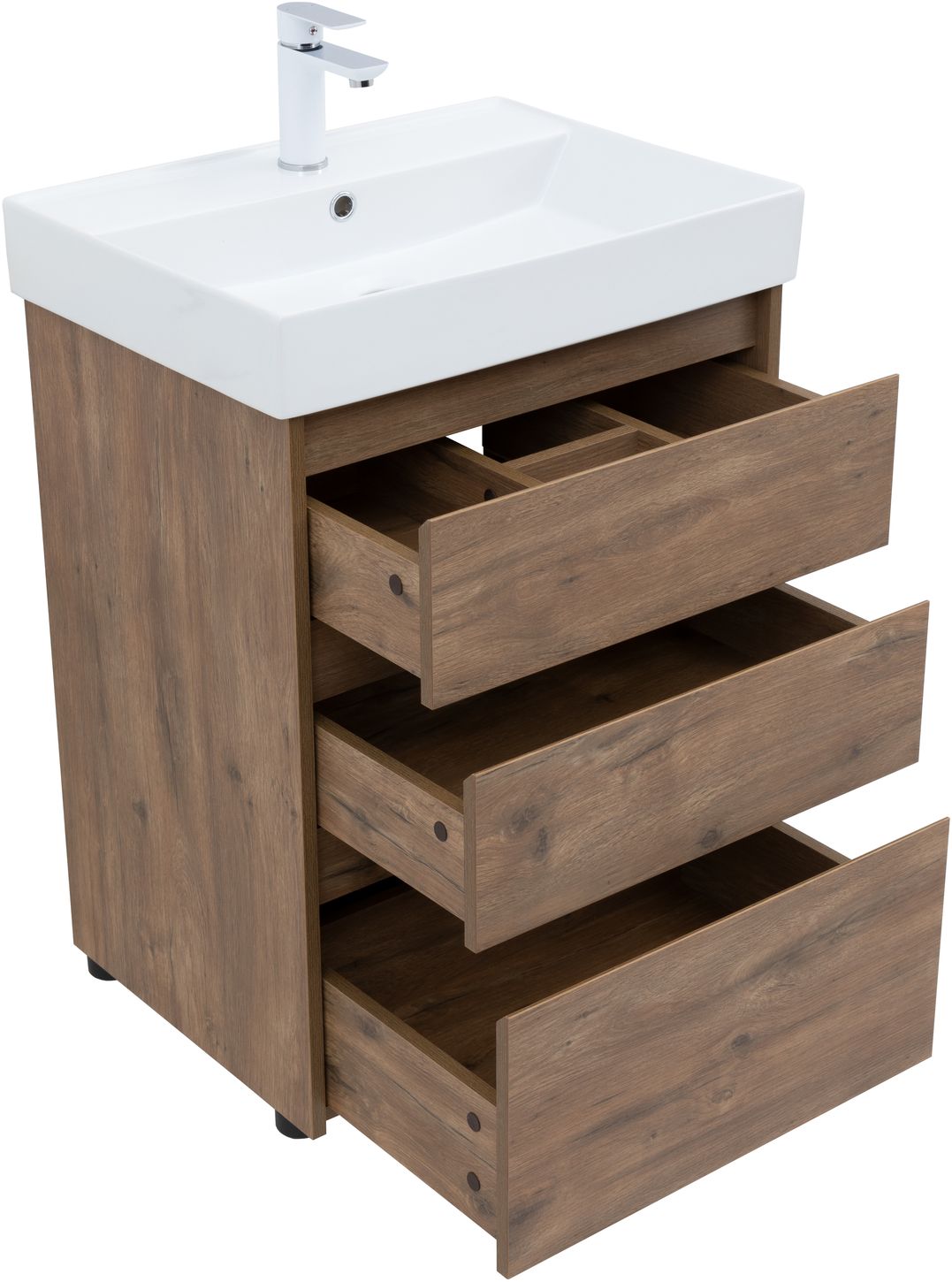 Мебель для ванной Aquanet Nova Lite 60 см  дуб рустикальный 3 ящика, цвет коричневый 302471 - фото 3