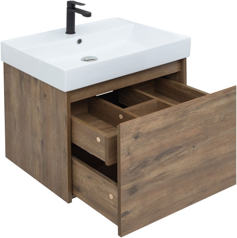 Мебель для ванной Aquanet Nova Lite 60 см дуб рустикальный 1 ящик, цвет коричневый 249511 - фото 2
