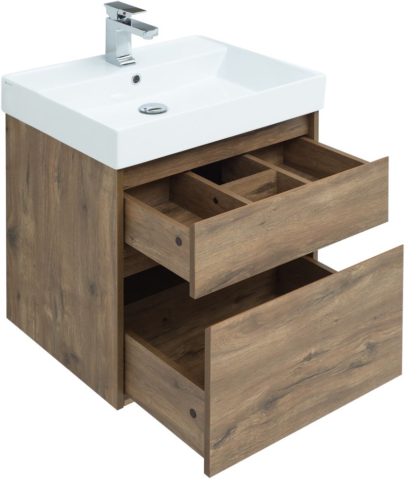 Мебель для ванной Aquanet Nova Lite 60 см дуб рустикальный 2 ящика, цвет коричневый 249512 - фото 7